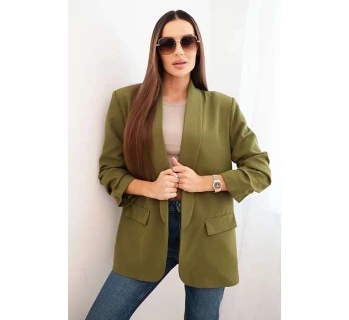 Sako s klopami elegantní olivově zelené