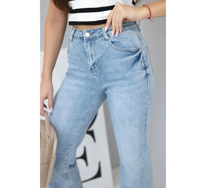 Dámske džínsy s vysokým pásom a širokými nohavicami