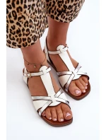 Dámské ploché sandály z ekokože model 21661483 Bílé - SERGIO LEONE