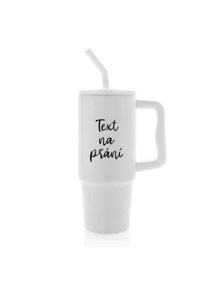 TEXT NA PŘÁNÍ - bílý cestovní termohrnek 900 ml TEXT NA PŘÁNÍ - bílý cestovní termohrnek 900 ml