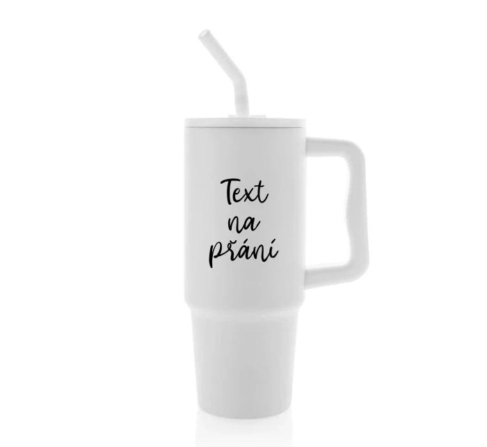 TEXT NA PŘÁNÍ - bílý cestovní termohrnek 900 ml TEXT NA PŘÁNÍ - bílý cestovní termohrnek 900 ml