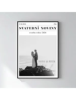 Personalizovaný magický fotob obraz v ráme – 50x70 – svadobné noviny