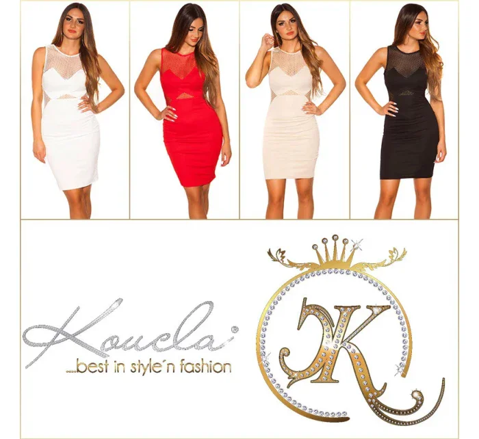 Dámské sexy šaty se síťovinou model 20196594 Béžová - Koucla