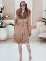 Dámská zimní bunda prošívaná s kožešinou camel Dstreet model 21991252 - FashionStreet Dámská zimní bunda prošívaná s kožešinou camel Dstreet model 21991252 - FashionStreet