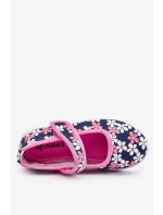 Dziecięce Baleriny W Kwiatuszki Granatowo-Różowe Noah Dziecięce Baleriny W Kwiatuszki Granatowo-Różowe Noah