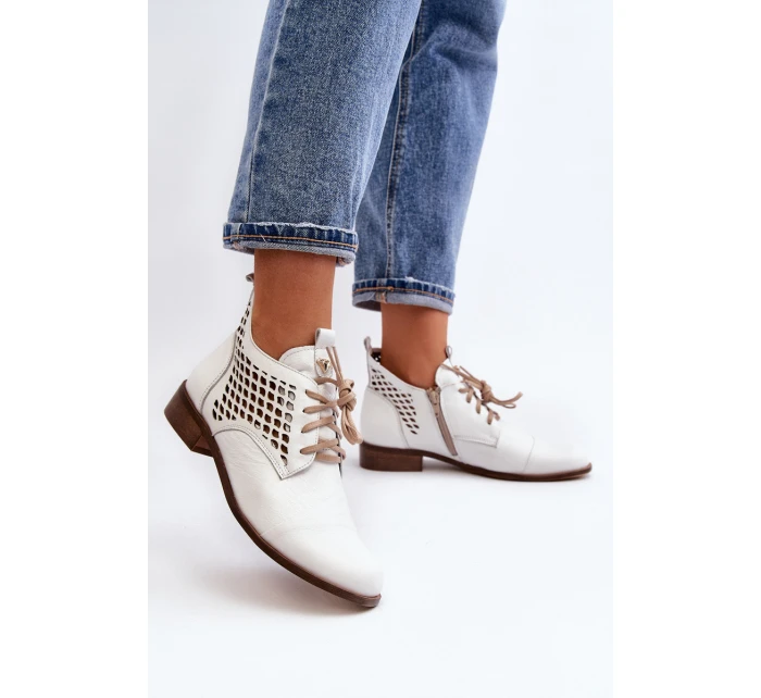 model 21646163 Nízké Kožené Dámské Bílé Botky - Zazoo