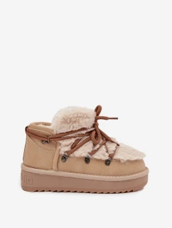Śniegowce Dziecięce Młodzieżowe Z Futerkiem D.Franklin DFSH370011 Beżowe