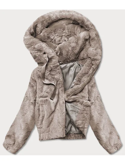 Krátká béžová dámská kožešinová bunda model 17552858 - S'WEST Krátká béžová dámská kožešinová bunda model 17552858 - S'WEST