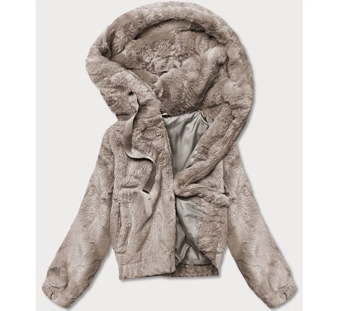 Krátká béžová dámská kožešinová bunda model 17552858 - S'WEST Krátká béžová dámská kožešinová bunda model 17552858 - S'WEST