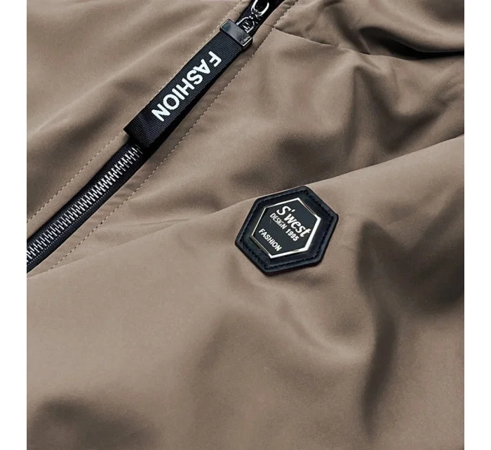 Béžová dámska bunda parka s kapucňou (B8121-12)