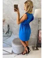 Šaty s volánky na bocích chrpově modré barvy Šaty s volánky na bocích chrpově modré barvy