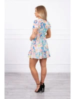 Kvetinové šaty s výstrihom do V ecru