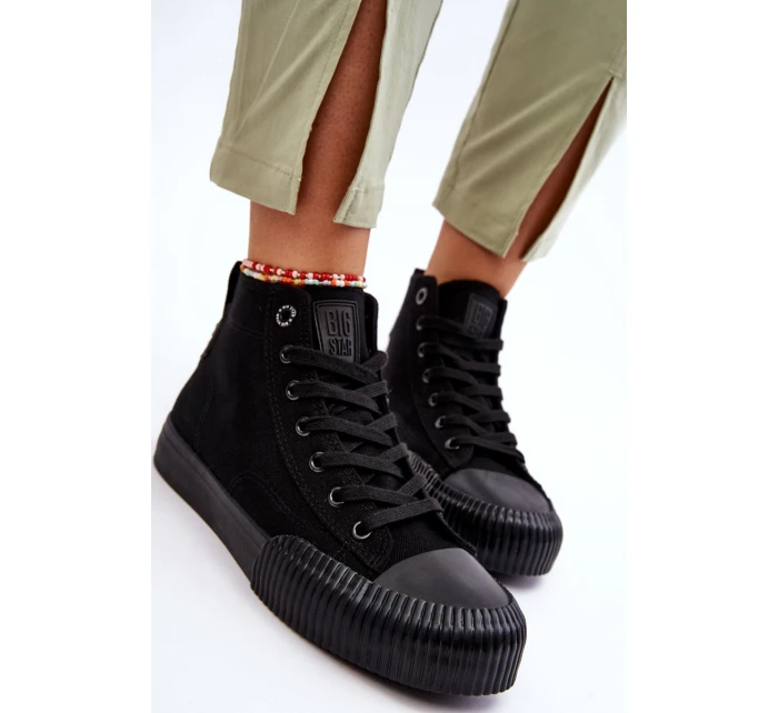 Damskie Wysokie Trampki Materiałowe Big Star LL274444 Czarne