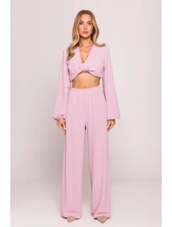 M862 Široké nohavice - krepová ružová