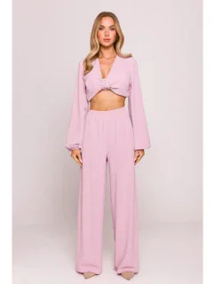model 21136167 Široké kalhoty krepová růžová - Moe