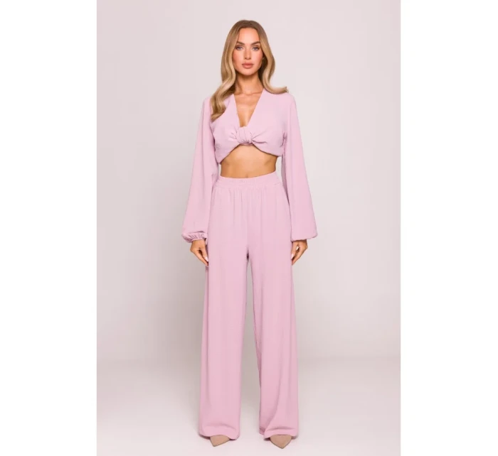 M862 Široké nohavice - krepová ružová