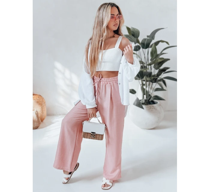 Dámské kalhoty se širokými nohavicemi růžová Dstreet model 21987423 - FashionStreet