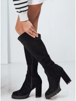 Dámské semišové kozačky na podpatku černé Dstreet model 21993926 - FashionStreet