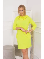 Šaty s kapucí a kapsami žluté neonové barvy Šaty s kapucí a kapsami žluté neonové barvy