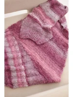 Dámsky mäkký a teplý vlnený šál vo farebných pruhoch KN19 tmavoružový