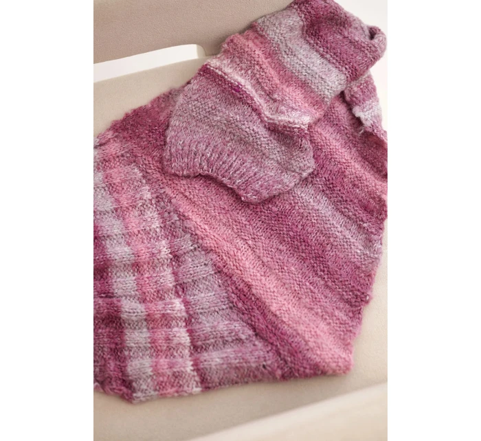 Dámsky mäkký a teplý vlnený šál vo farebných pruhoch KN19 tmavoružový