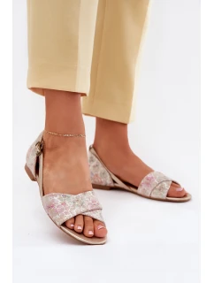 Skórzane Sandały Płaskie Maciejka 04614-22 Beżowe