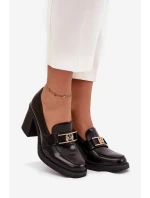 Półbuty Damskie Na Słupku Ze Złotym Detalem Czekoladowe Privelle Półbuty Damskie Na Słupku Ze Złotym Detalem Czekoladowe Privelle