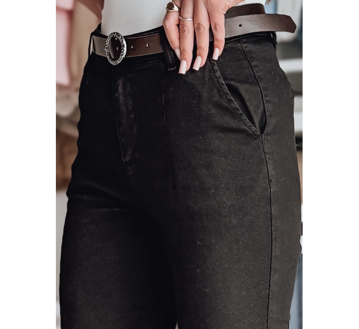 Dámské kalhoty slim fit s páskem black Dstreet model 21986237 - FashionStreet