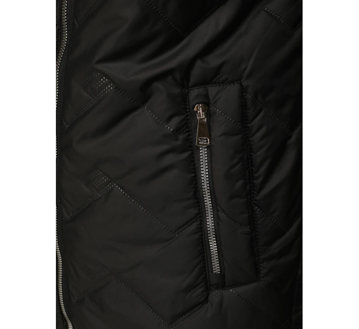 Dámska prechodná prešívaná bunda s kapucňou čierna FashionStreet TY5611