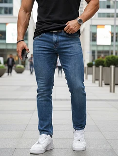 Pánske džínsy slim fit s opaskom modré FashionStreet UX4485