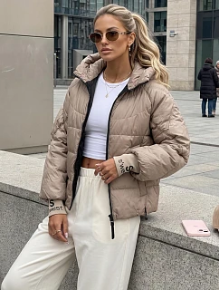 Dámská prošívaná bunda s kapucí, béžová, FashionStreet TY5762