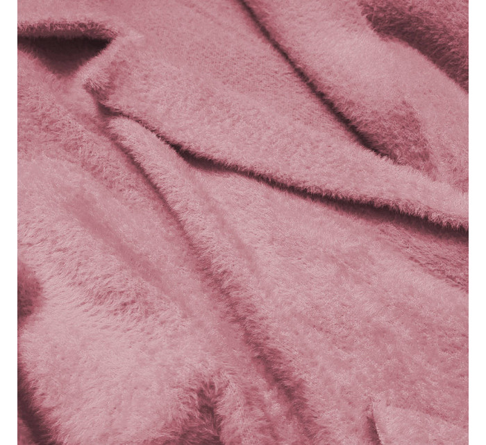 Dlhý vlnený prehoz cez oblečenie typu "alpaka" v lososovej farbe (7108)