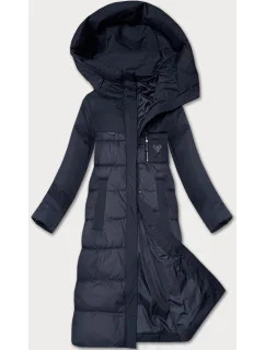 Tmavě modrá zimní bunda z různých spojených materiálů model 21248689 - Libland