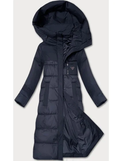 Tmavě modrá zimní bunda z různých spojených materiálů model 21248689 - Libland