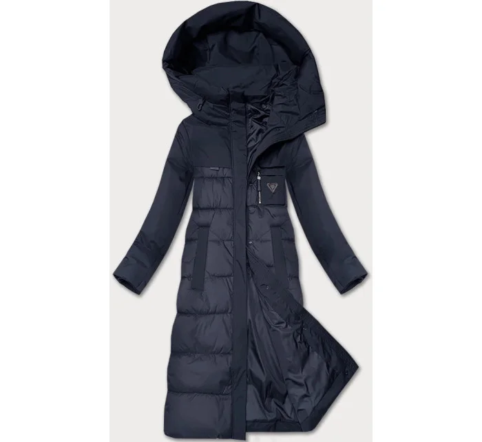 Tmavě modrá zimní bunda z různých spojených materiálů model 21248689 - Libland
