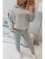 Teplá súprava s mikinou so zaväzovaním vpredu šedá