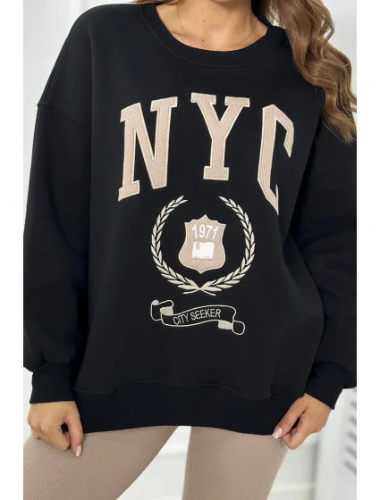 Bavlnená súprava, zateplená mikina + legíny čierny Bavlnená súprava, zateplená mikina + legíny čierny