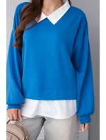 Dámská máslová mikina z viskózy s model 22014155 vsadkou chrpová - K-Fashion