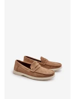 Mužské mokasíny z ekologického semiše béžové model 21666698 - EVENTO