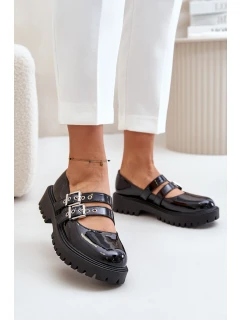 Dámské Lakované Polobotky S Pásky Černé model 21671078 - Boto