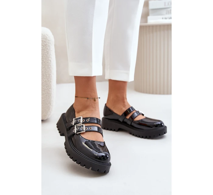 Dámské Lakované Polobotky S Pásky Černé model 21671078 - Boto