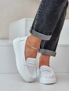 Dámské Kožené Mokasíny Na Platformě A Klínu Bílé model 21685441 - EVENTO