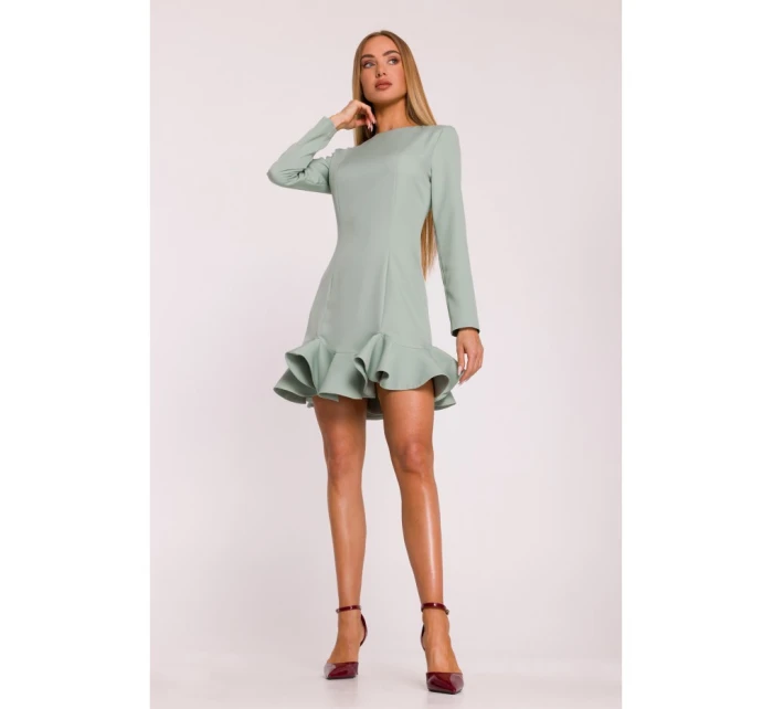 model 21296147 Šaty s volánkovým lemem mátové - Moe