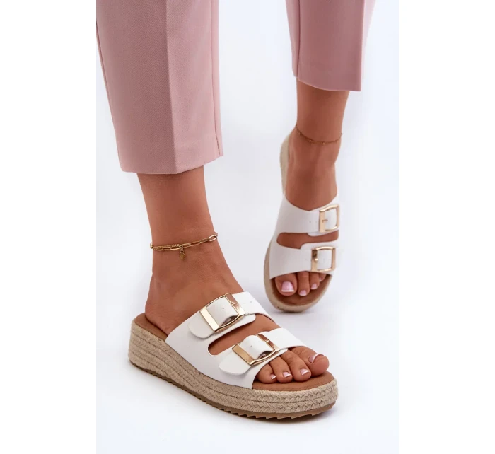 Dámske papuče s opletenou ekokožou, biele Zaloemi Dámske papuče s opletenou ekokožou, biele Zaloemi