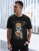 Pánske bavlnené tričko s potlačou čierne FashionStreet RX5617
