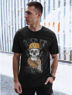 Pánske bavlnené tričko s potlačou čierne FashionStreet RX5617
