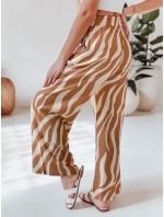 Dámske pruhované nohavice so širokými nohavicami ZEBRAVIBE beige/camel FashionStreet UY2655 Dámske pruhované nohavice so širokými nohavicami ZEBRAVIBE beige/camel FashionStreet UY2655