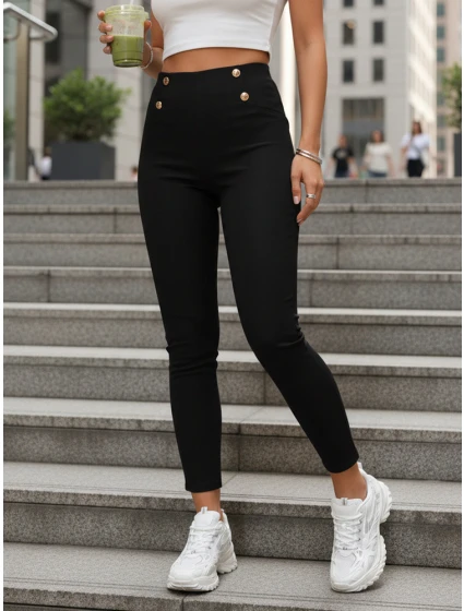 Legginsy damskie z wysokim stanem czarne model 22016688 - FashionStreet