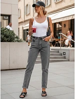 Dámske nohavice Mom Fit s vysokým pásom sivá FashionStreet UY2976