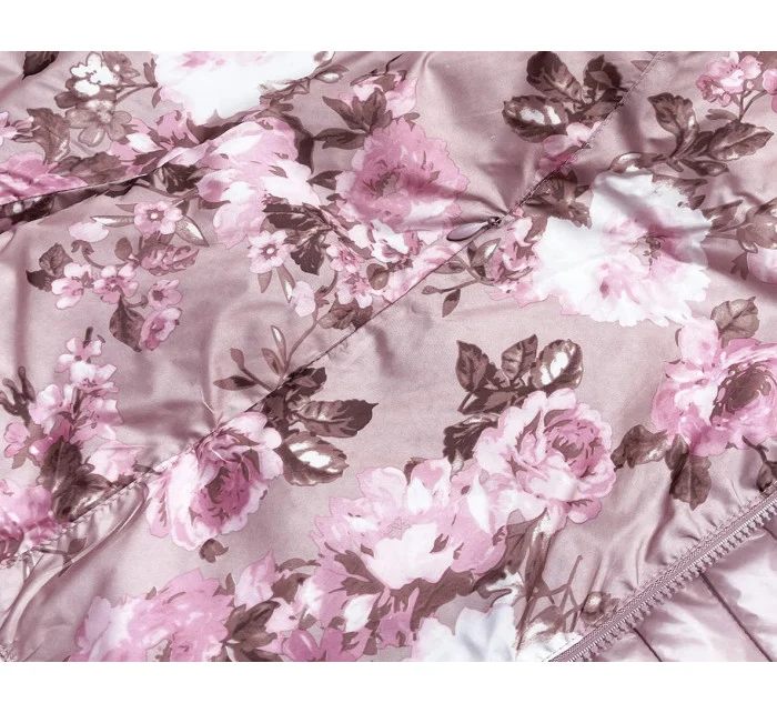 Obojstranná dámska kvetovaná bunda v púdrovo ružovej farbe (PC-7509-52)